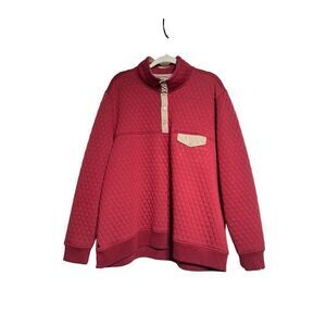 UNTUCKit 1/4 Snap Carufe Quilted Pullover Sweatshirt Size XXXL Burgundy Tan